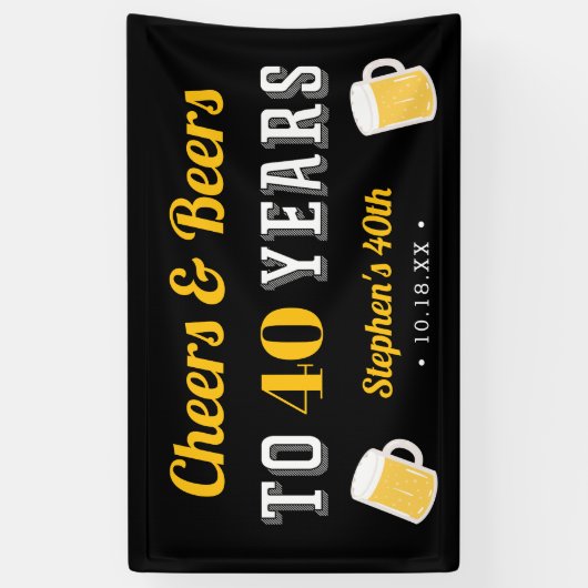 Aangepaste 'Cheers' en 'Beers Milestone Birthday'- Spandoek (Verticaal)