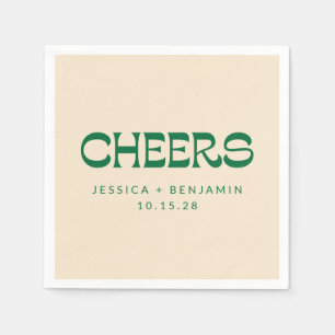 Aangepaste Cheers Groene Art Deco Chic Moderne bru Servet