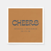 Aangepaste Cheers Koper Marine Blauw Moderne Huwel Servet (Voorkant)