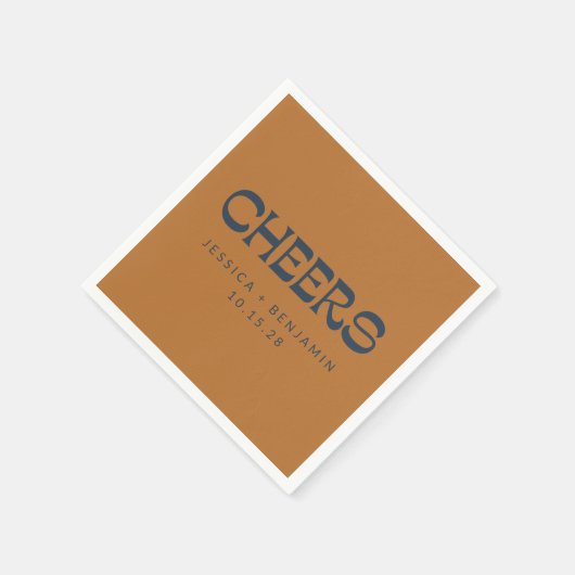 Aangepaste Cheers Koper Marine Blauw Moderne Huwel Servet (Hoek)