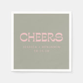 Aangepaste Cheers Sage Groen Roze Chic Moderne bru Servet (Voorkant)