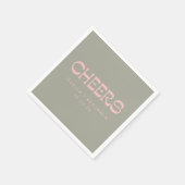 Aangepaste Cheers Sage Groen Roze Chic Moderne bru Servet (Hoek)