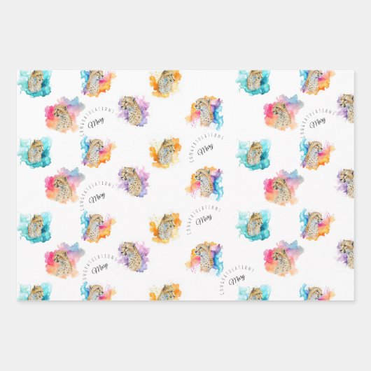 Aangepaste Cheetah Gift Wrapping Paper (Voorkant 2)