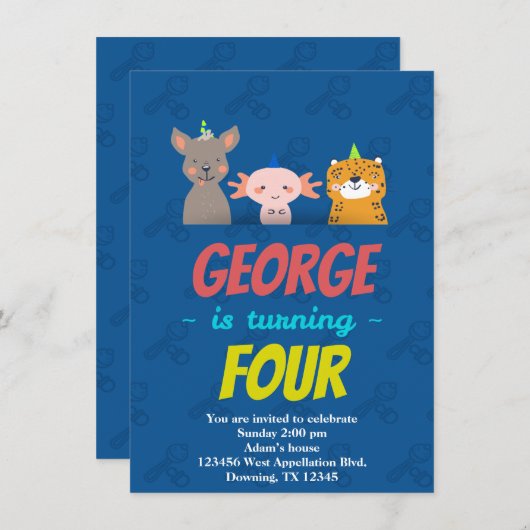 Aangepaste Cheetah-Zee aapse Cartoon Kaart (Voorkant / Achterkant)