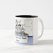 Aangepaste Chef Couple Cartoon Tweekleurige Koffiemok (Voorkant rechts)
