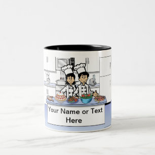 Aangepaste Chef Couple Cartoon Tweekleurige Koffiemok