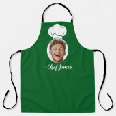 Aangepaste Chef met Foto & Naam Koken Gift Groen Schort (Voorkant)