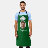 Aangepaste Chef met Foto & Naam Koken Gift Groen Schort (Gedragen)