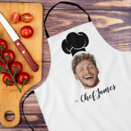 Aangepaste Chef met Foto & Naam Koken Gift Wit Schort