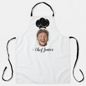 Aangepaste Chef met Foto & Naam Koken Gift Wit Schort (Voorkant)