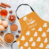 Aangepaste Chef met Naam Sinaasappel & Witte Chef Schort