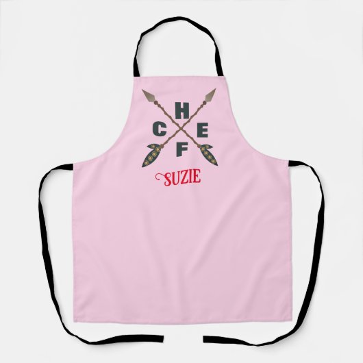 Aangepaste Chef Naam Gepersonaliseerde Vrouwen Roz Schort (Voorkant)
