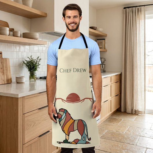 Aangepaste chef-naam Leeuw Boho Mid Century BBQ-ca Schort