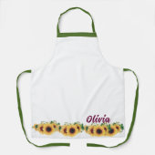 Aangepaste Chef Naam, Zonnebloem Border Vrouwen Bl Schort (Voorkant)