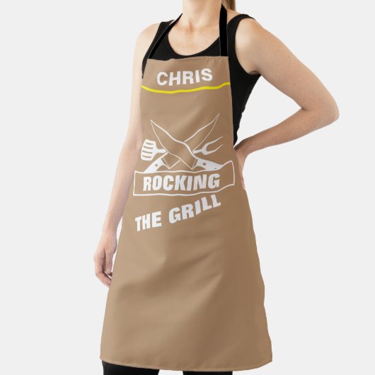 Aangepaste Chef Name Persoonlijk Rock The Grill BB Schort (Insitu)