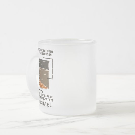 Aangepaste chemie oplossing neerslag Lab Tech Gag Matglas Koffiemok (Voorkant links)