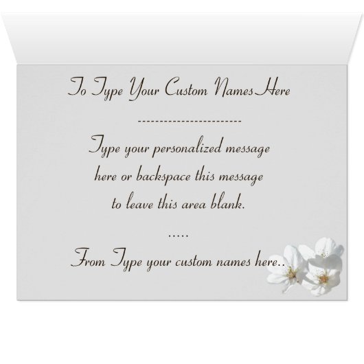 Aangepaste Cherry Blossom Card Weddencard (Binenzijde Horizontaal (Onderkant))