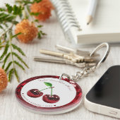 Aangepaste Cherry Disco Ball Valentijnsdag Sleutelhanger (Voorkant Rechts)
