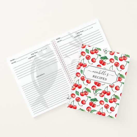 Aangepaste Cherry Pattern Recipe Notitieboek (Binnen)