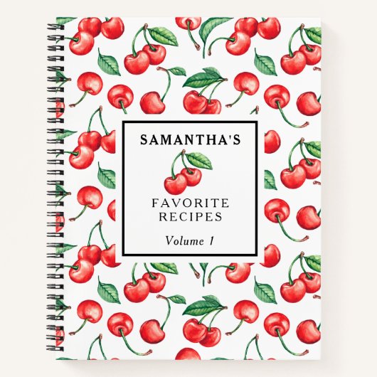 Aangepaste Cherry Pattern Recipe Notitieboek (Voorkant)