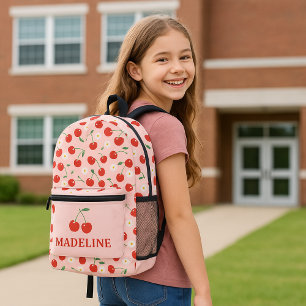 Aangepaste Cherry Pink Girls Bedrukte Rugzak