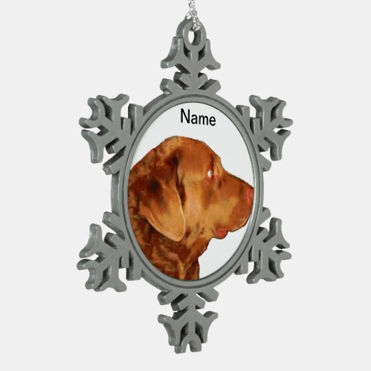 Aangepaste Chesapeake Bay Retriever Snowflake Orna Tin Sneeuwvlok Ornament (Links)