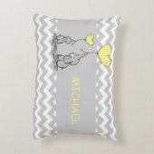 Aangepaste Chevron Grijs Wit Geel Olifant Hart Decoratief Kussen (Achterkant (Verticaal))
