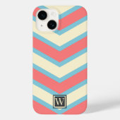 Aangepaste Chevron Monogram Pastel Sinaasappel Bei Case-Mate iPhone Case (Achterkant)