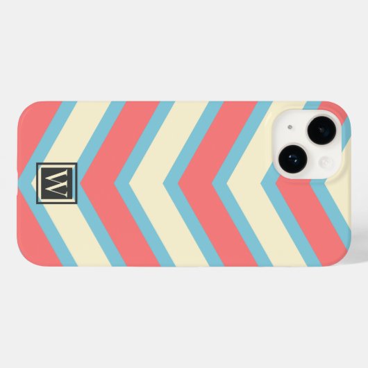 Aangepaste Chevron Monogram Pastel Sinaasappel Bei Case-Mate iPhone Case (Achterkant (horizontaal))