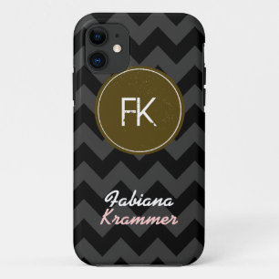 aangepaste chevron - naam en - initiaal iPhone 11 hoesje