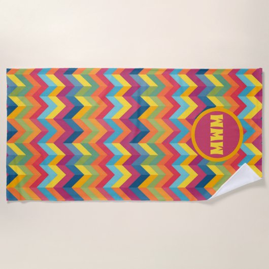 Aangepaste Chevron Stripes Monogram Strandlaken (Voorkant)