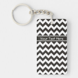 Aangepaste Chevrons Sleutelhanger, zwart-wit Zigza Sleutelhanger