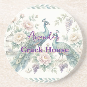 Aangepaste Chic Chinoiserie Pauw Mahjong Zandsteen Onderzetter