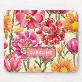 Aangepaste chic Flowers Pattern Waterverf Painting Muismat (Voorkant)