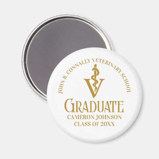 Aangepaste Chic Gold Veterinaire School Afstuderen Magneet (Voorkant / Achterkant)