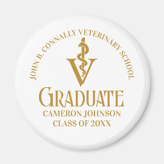 Aangepaste Chic Gold Veterinaire School Afstuderen Magneet (Voorkant)