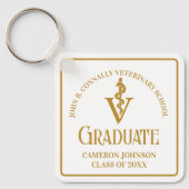 Aangepaste Chic Gold Veterinaire School Afstuderen Sleutelhanger (Voorkant)