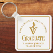 Aangepaste Chic Gold Veterinaire School Afstuderen Sleutelhanger (Voorkant)