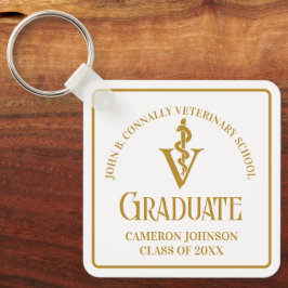 Aangepaste Chic Gold Veterinaire School Afstuderen Sleutelhanger