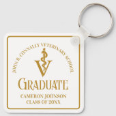 Aangepaste Chic Gold Veterinaire School Afstuderen Sleutelhanger (Achterkant)