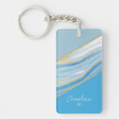 Aangepaste Chic Gouden Glitter Luxe Marmer Kunst P Sleutelhanger (Voorkant)