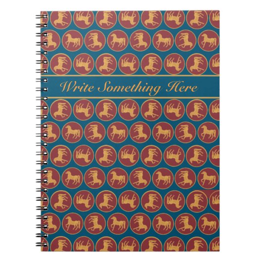 Aangepaste Chic Jaar van het Paard Spiraal Notitie Notitieboek (Voorkant)