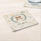 Aangepaste chic kraft papier pers bloemen natuurli kartonnen onderzetters (Schuin)