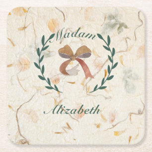 Aangepaste chic kraft papier pers bloemen natuurli kartonnen onderzetters