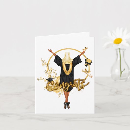 Aangepaste Chic Moslim Vrouw Afstuderen Kaart (Kleine Plant)