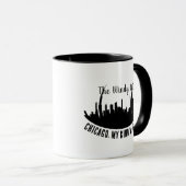 Aangepaste Chicago City Skyline Silhouette Boat Vo Mok (Voorkant rechts)