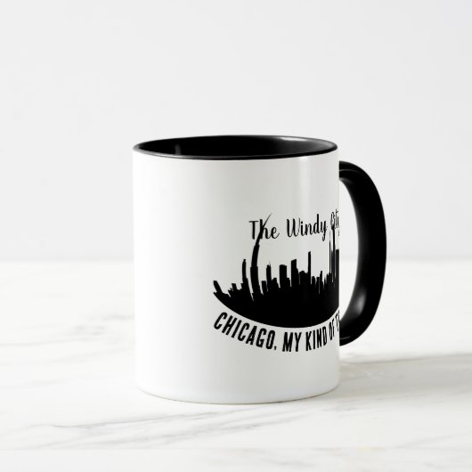 Aangepaste Chicago City Skyline Silhouette Boat Vo Mok (Voorkant rechts)