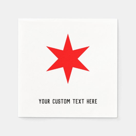 Aangepaste Chicago Flag Rood 6-puntige ster Sjablo Servet (Voorkant)