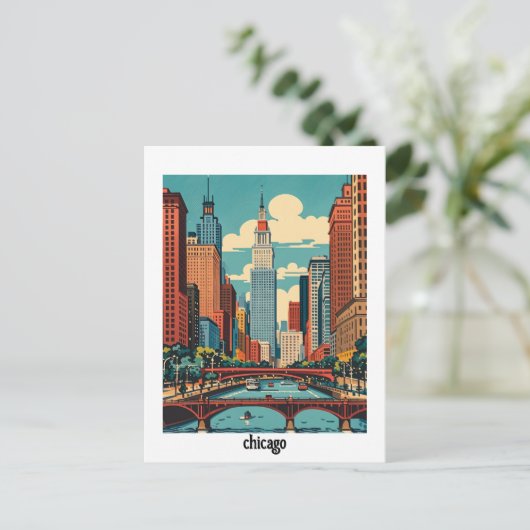 Aangepaste Chicago Illinois Briefkaart (Staand voorkant)