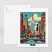 Aangepaste Chicago Illinois Briefkaart (Voorkant / Achterkant)